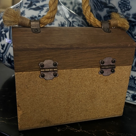 🤩Host Pick🤩Vtg 60's and 70's Severin Cork and Wood Purse with Jute Handle - Picture 2 of 11